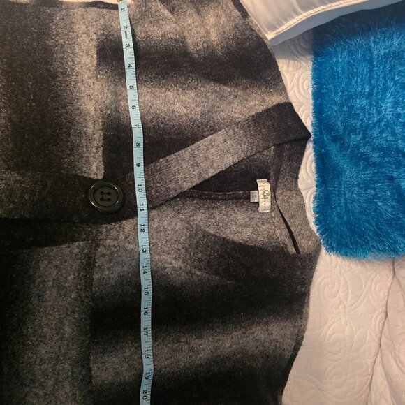 Vintage Studio Works Cardigan Sweater M Black Gray Ombre Stripe Knit Button VNec - Picture 6 of 13